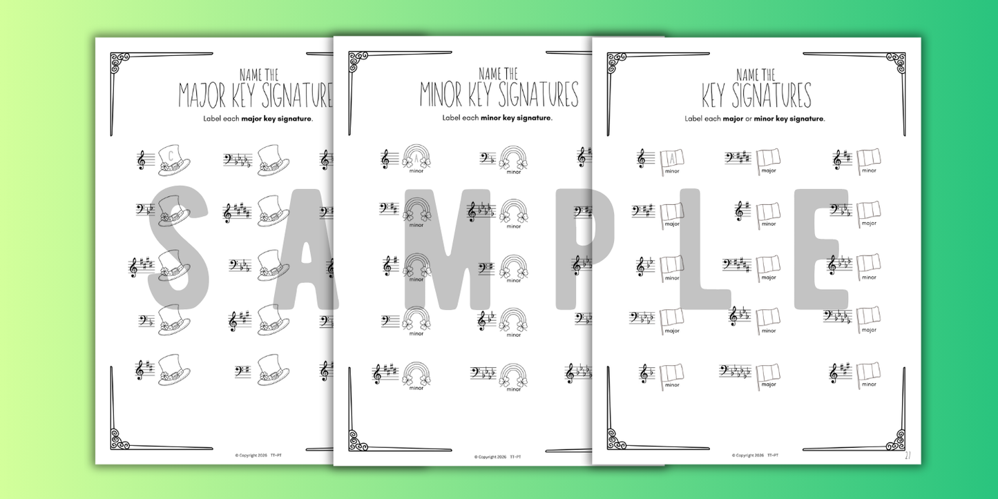 St. Patrick's Day KEY SIGNATURES Worksheets