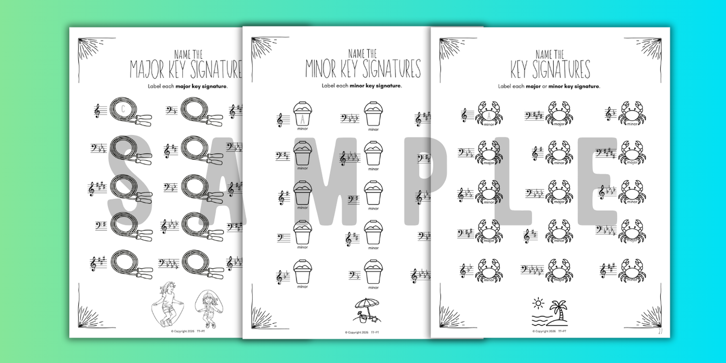 Summer KEY SIGNATURES Worksheets