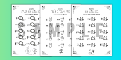 Summer KEY SIGNATURES Worksheets