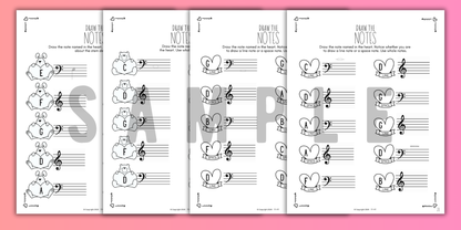 Valentine's Day NOTE NAMING Music Worksheets