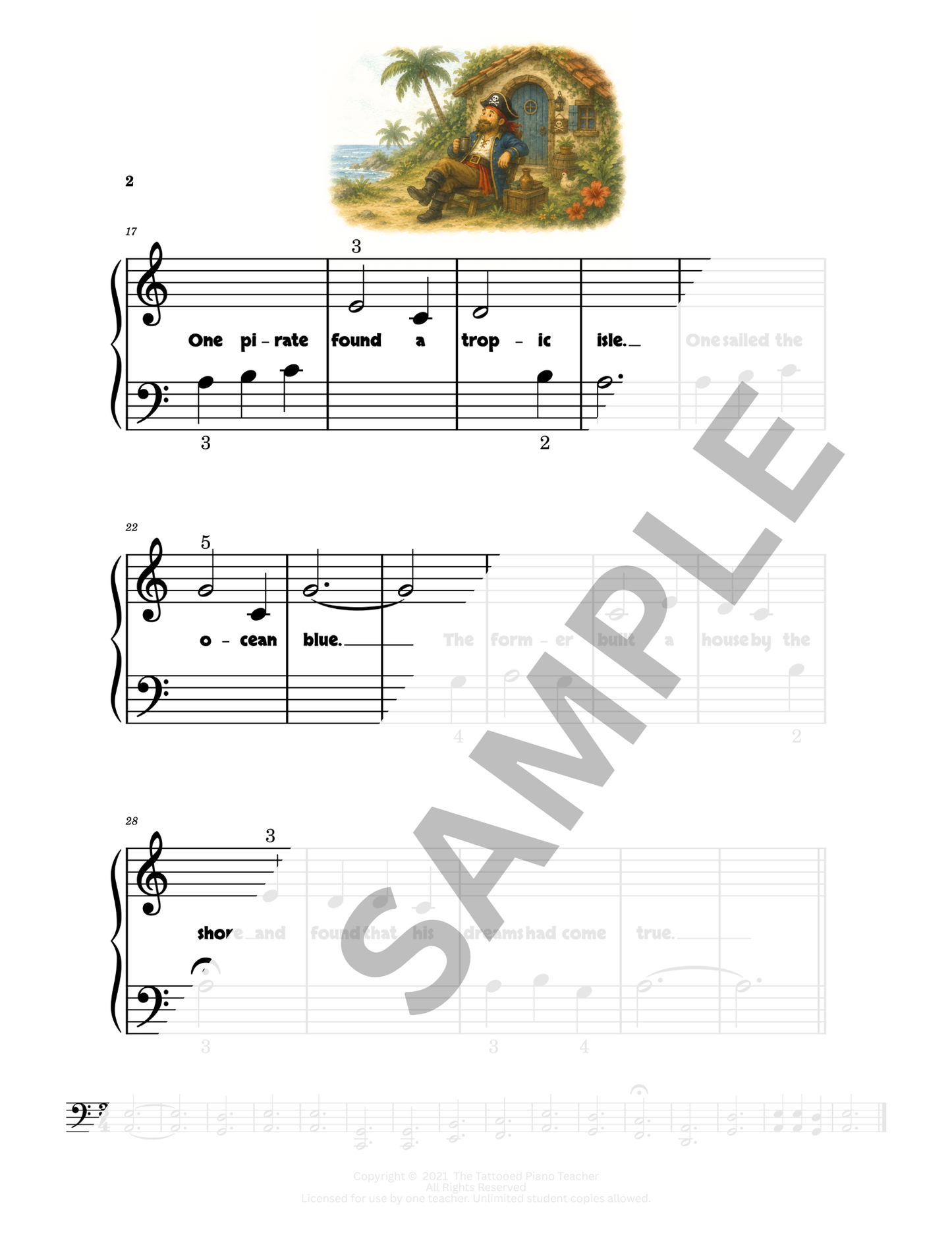 The Tale of Two Pirates - Early Elementary Fantasy Piano Solo Sheet Music