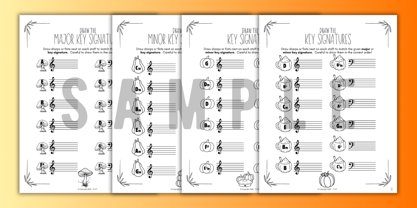 Fall KEY SIGNATURES Worksheets