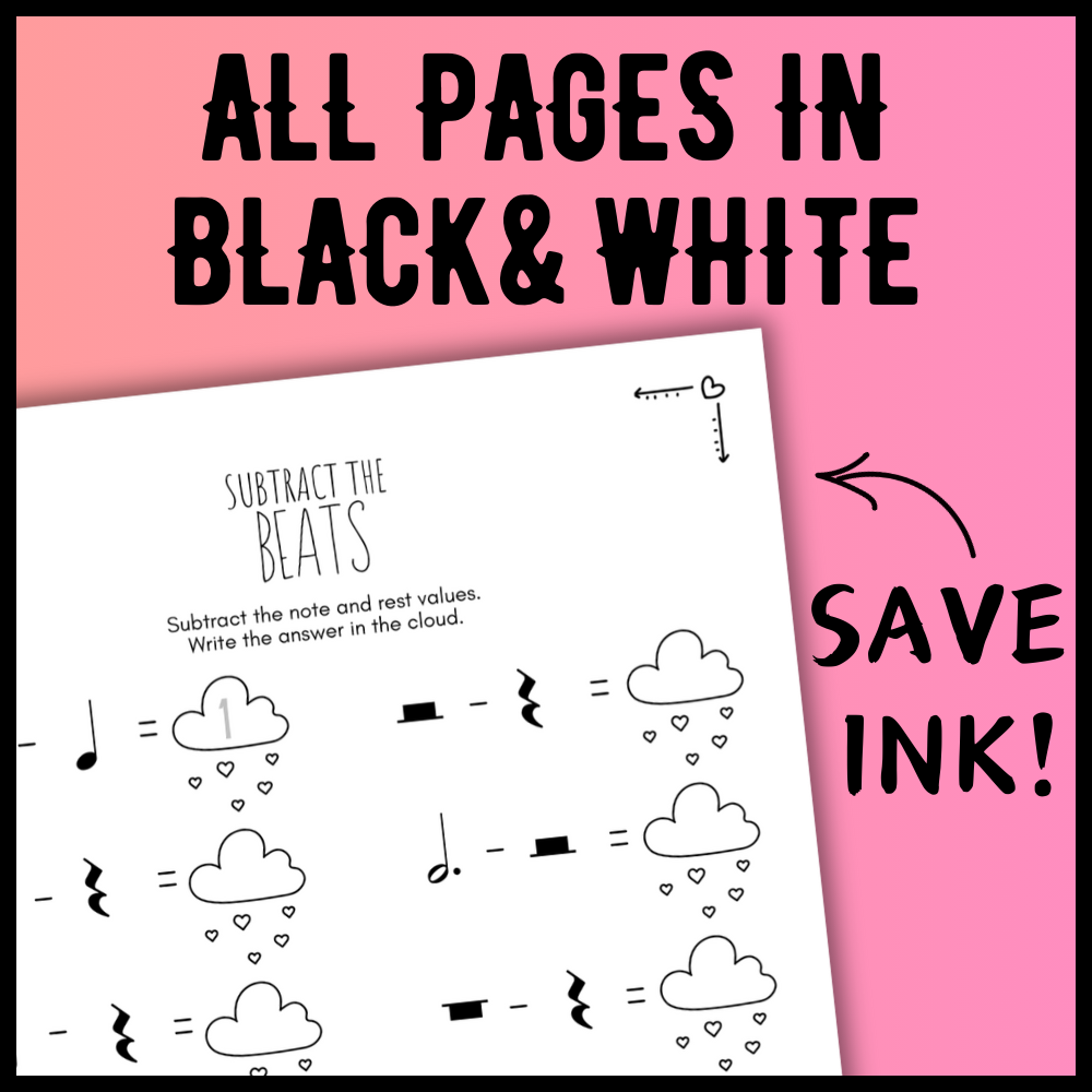 Valentine's Day MUSIC MATH Music Worksheets