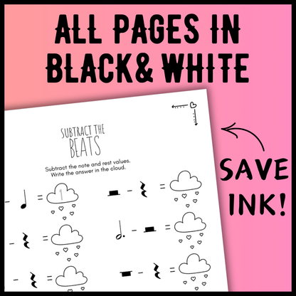 Valentine's Day MUSIC MATH Music Worksheets
