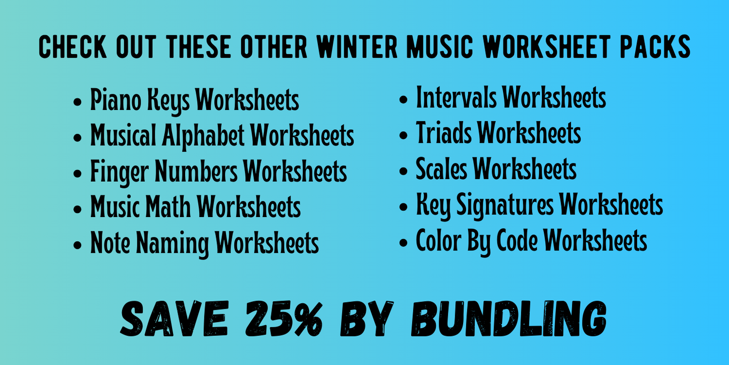 Winter KEY SIGNATURES Worksheets