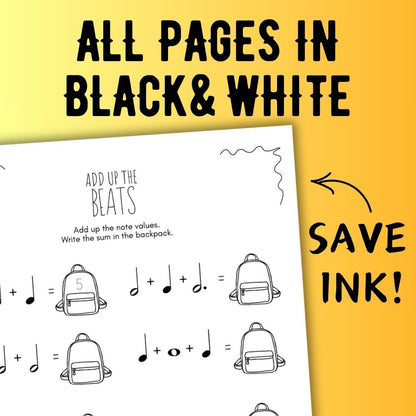 Back to School MUSIC MATH Music Worksheets