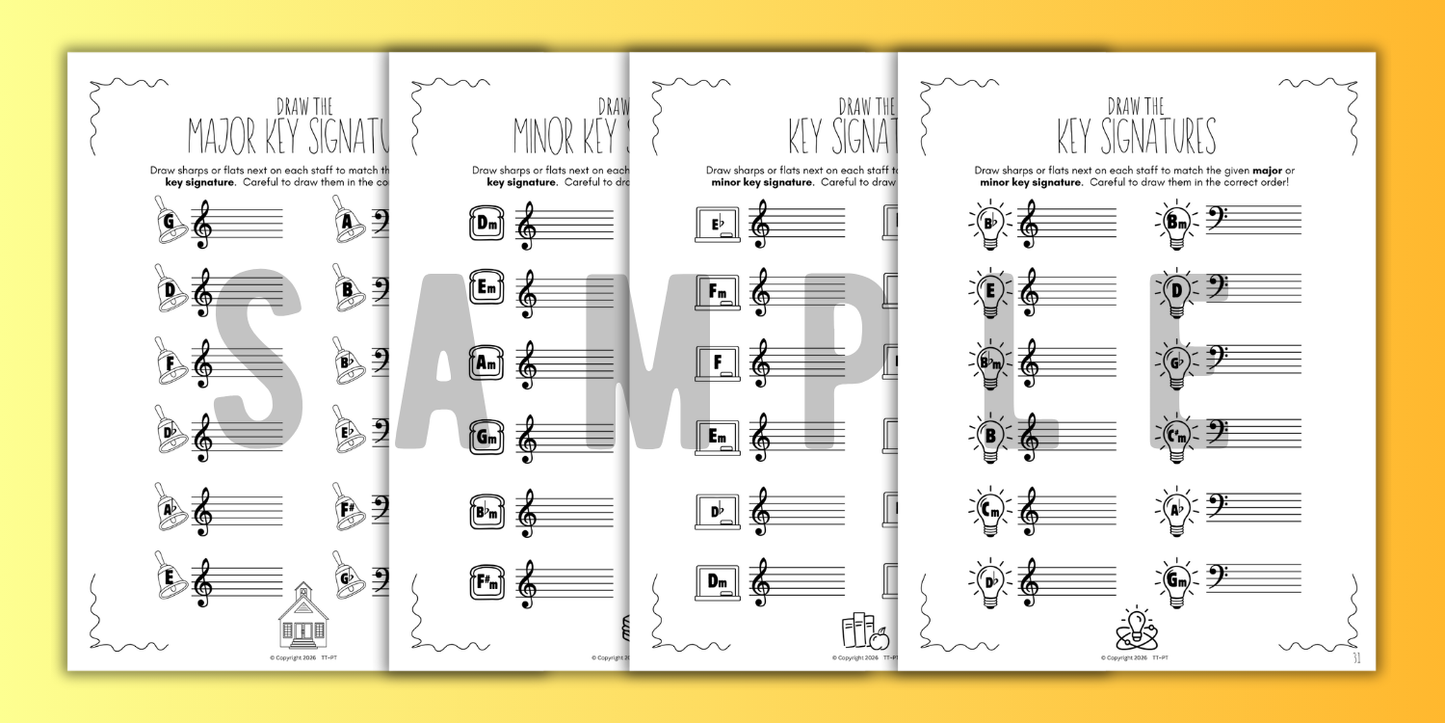 Back to School KEY SIGNATURES Worksheets