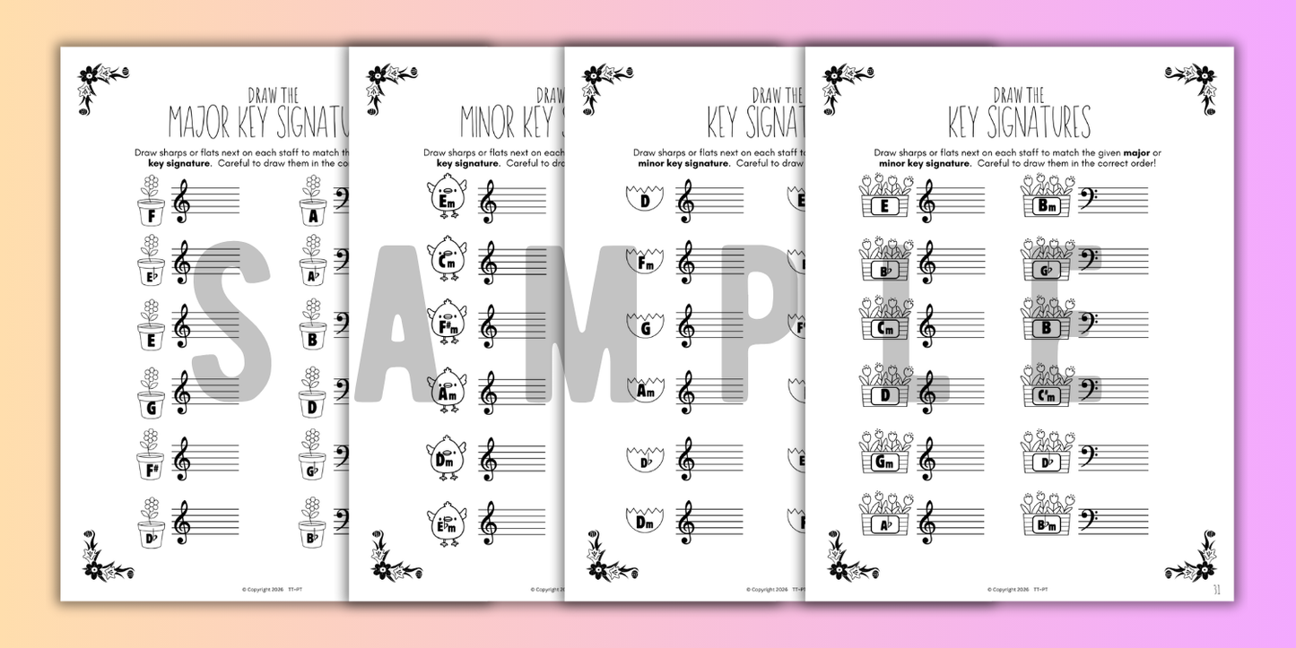 Spring KEY SIGNATURES Worksheets