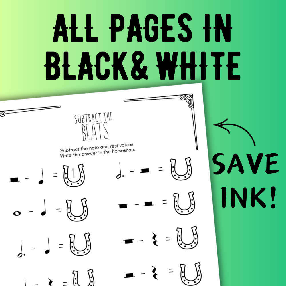 St. Patrick's Day MUSIC MATH Music Worksheets