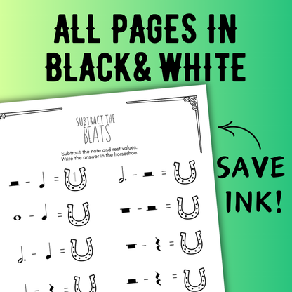 St. Patrick's Day MUSIC MATH Music Worksheets