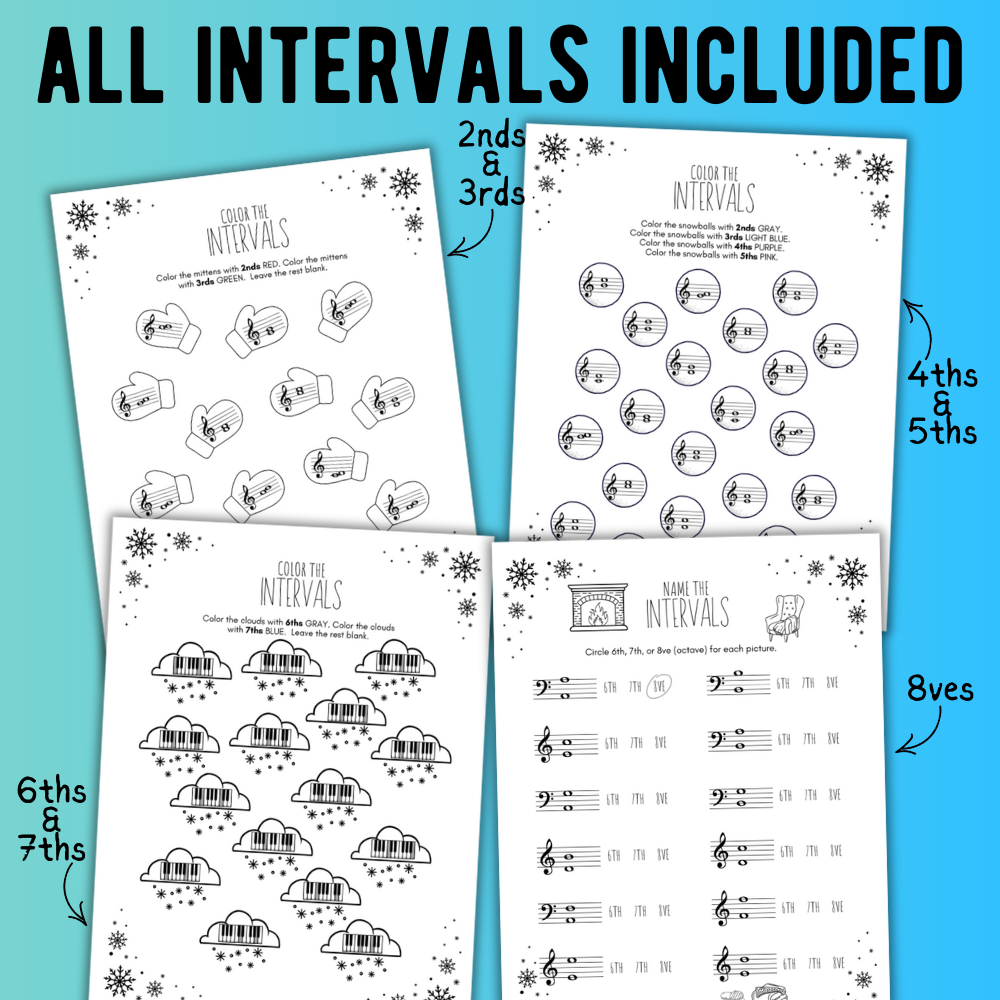 Winter INTERVALS Music Worksheets