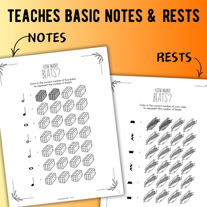 Fall MUSIC MATH Music Worksheets