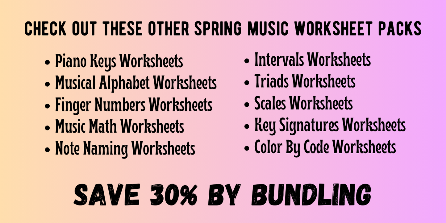 Spring KEY SIGNATURES Worksheets