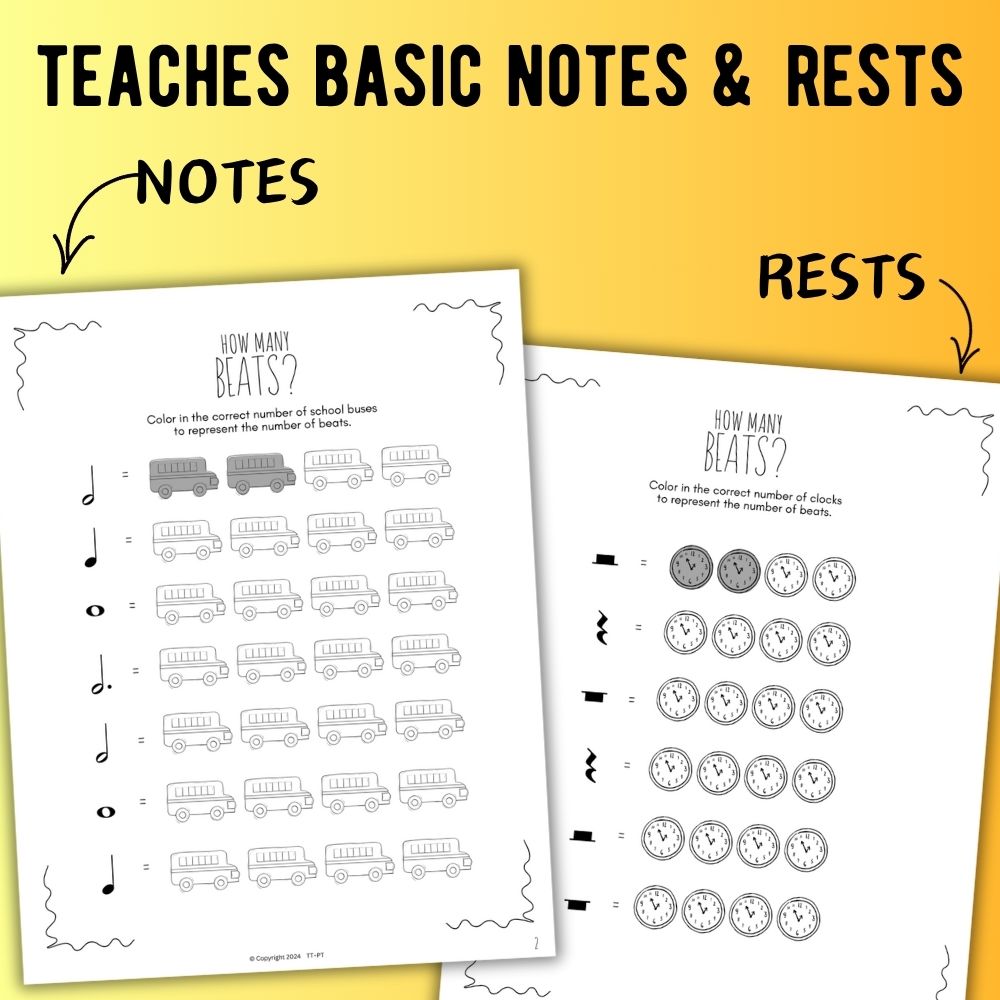 Back to School MUSIC MATH Music Worksheets