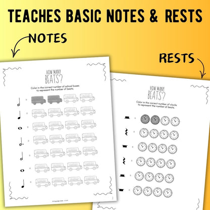 Back to School MUSIC MATH Music Worksheets