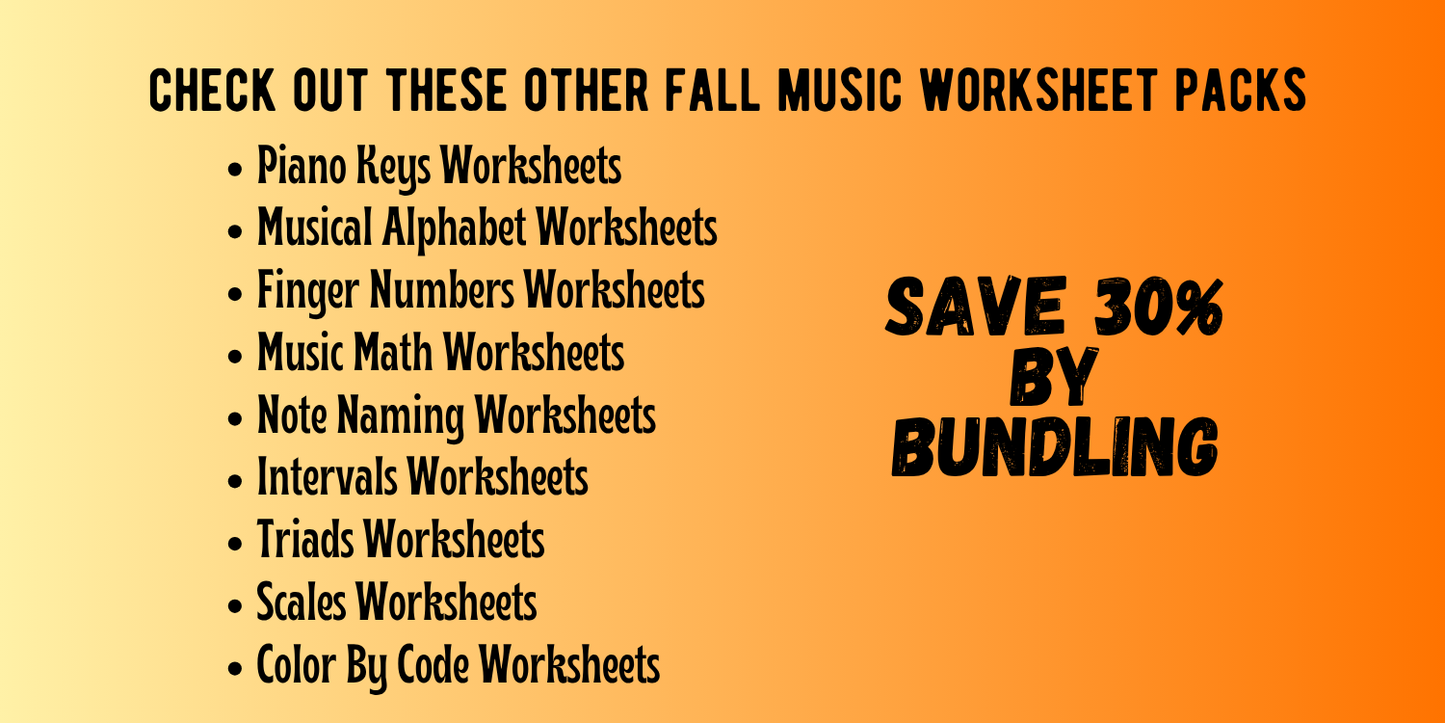 Fall KEY SIGNATURES Worksheets
