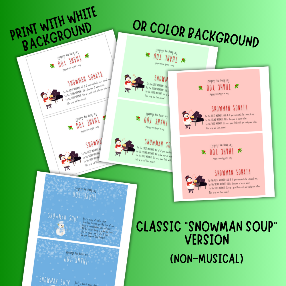 Snowman Sonata Hot Chocolate Christmas Gift Topper