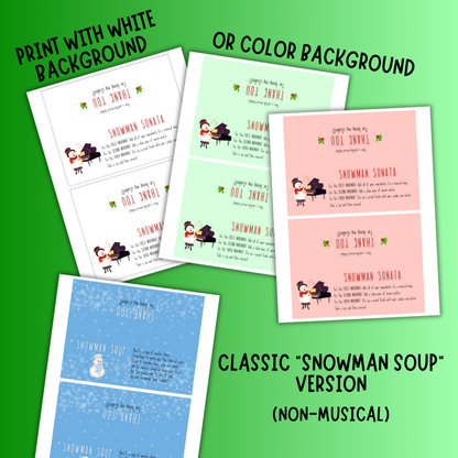 Snowman Sonata Hot Chocolate Christmas Gift Topper