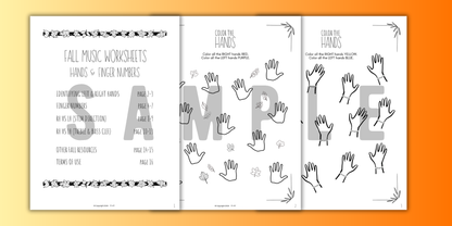 Fall FINGER NUMBERS Music Worksheets
