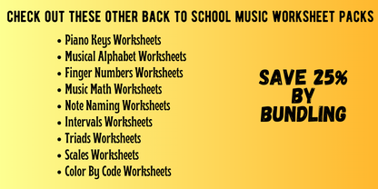 Back to School KEY SIGNATURES Worksheets