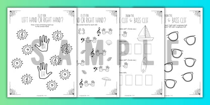 Summer FINGER NUMBERS Music Worksheets