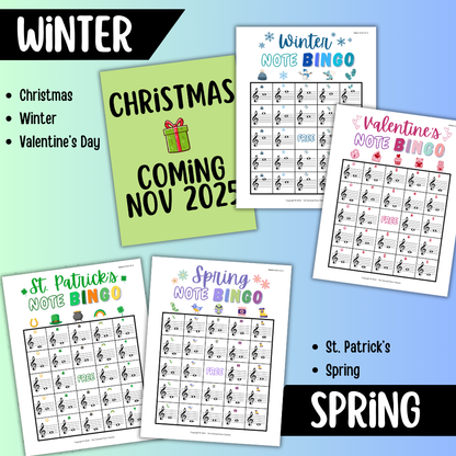 Year-Round Music Note Bingo Bundle