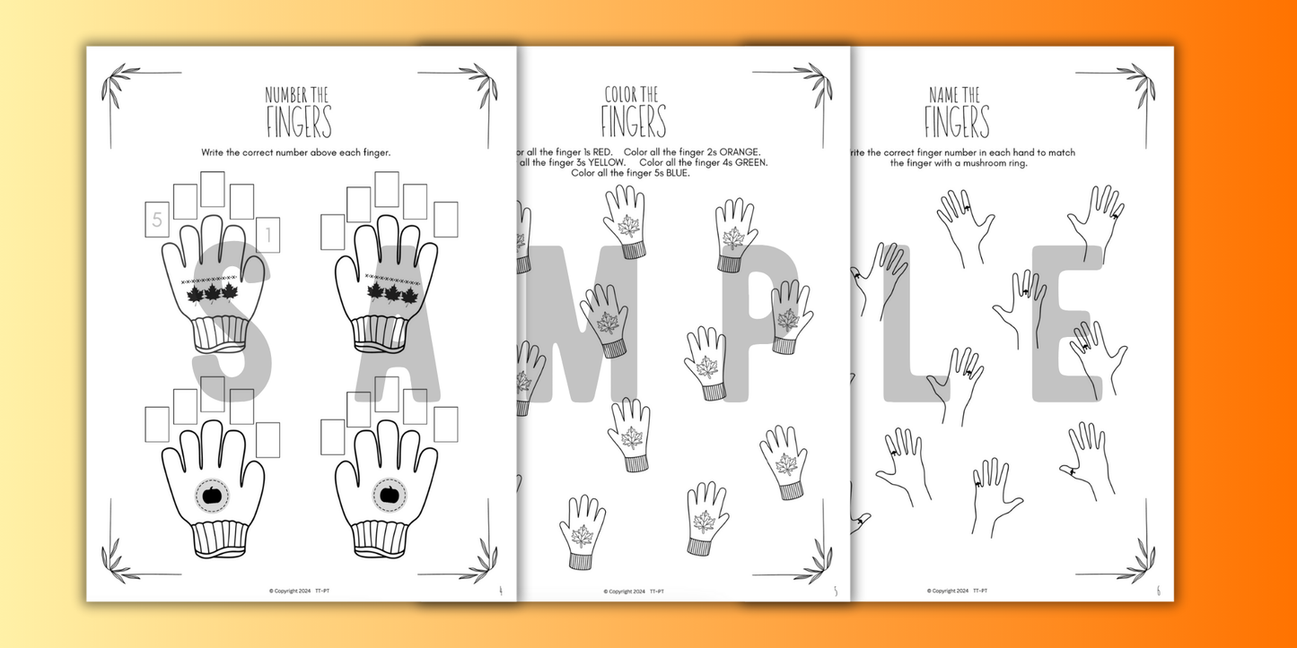 Fall FINGER NUMBERS Music Worksheets