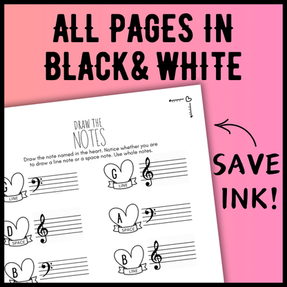 Valentine's Day NOTE NAMING Music Worksheets