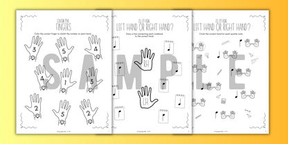 Back to School FINGER NUMBERS Music Worksheets