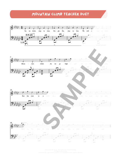 Mountain Climb - Very Early Elementary Piano Solo Sheet Music & Activity (Pre-Reading)