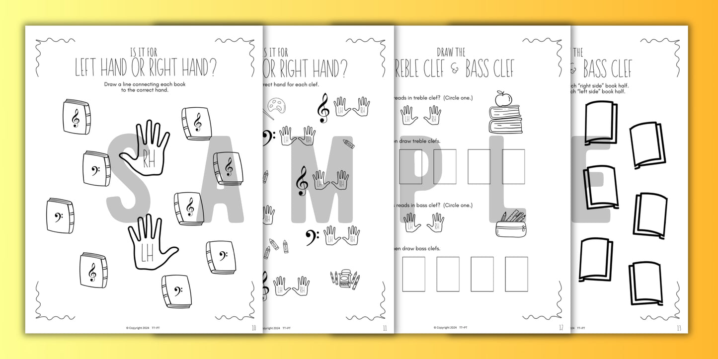 Back to School FINGER NUMBERS Music Worksheets