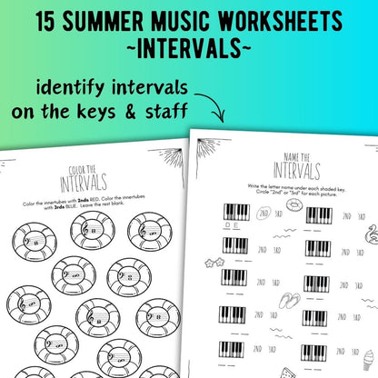Summer INTERVALS Music Worksheets