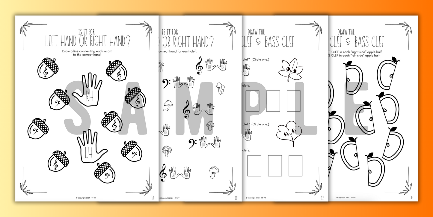Fall FINGER NUMBERS Music Worksheets