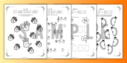 Fall FINGER NUMBERS Music Worksheets