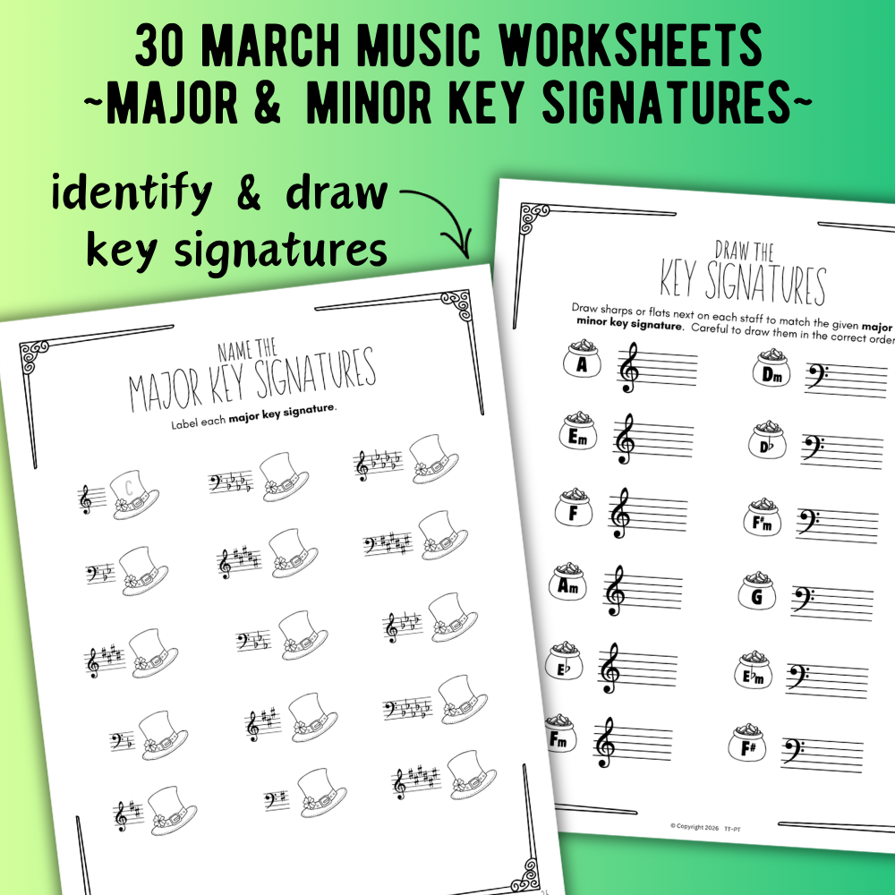 St. Patrick's Day KEY SIGNATURES Worksheets