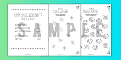Summer MUSICAL ALPHABET Music Worksheets