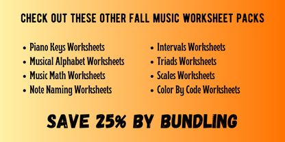 Fall FINGER NUMBERS Music Worksheets