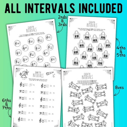 Summer INTERVALS Music Worksheets