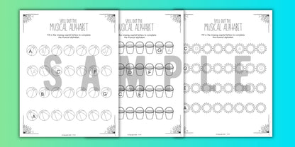 Summer MUSICAL ALPHABET Music Worksheets