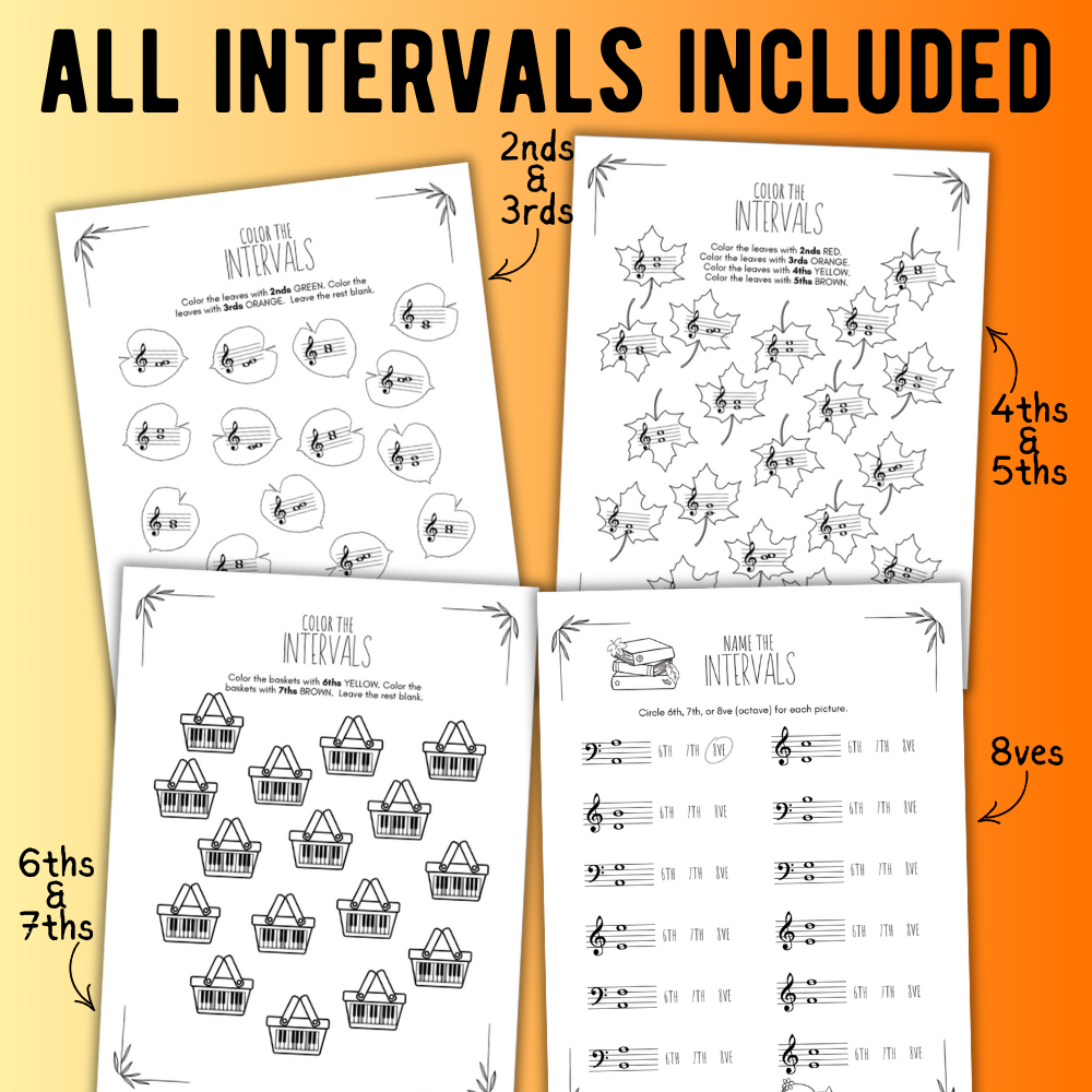 Fall INTERVALS Music Worksheets