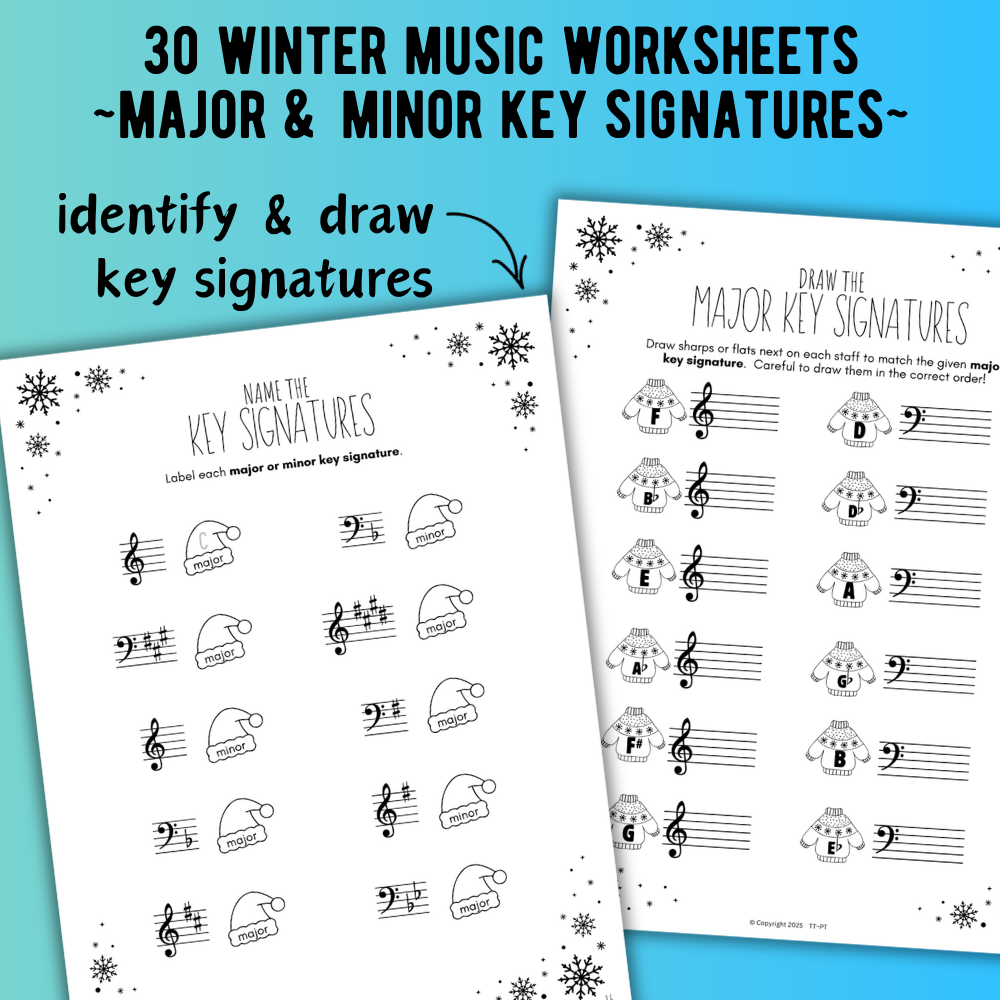 Winter KEY SIGNATURES Worksheets