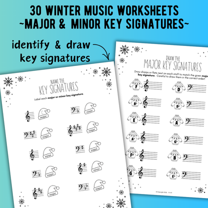 Winter KEY SIGNATURES Worksheets