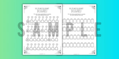 Summer MUSICAL ALPHABET Music Worksheets