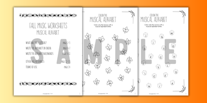 Fall MUSICAL ALPHABET Music Worksheets