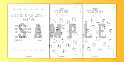 Back to School MUSICAL ALPHABET Music Worksheets