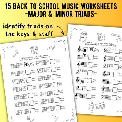 Back to School TRIADS Worksheets