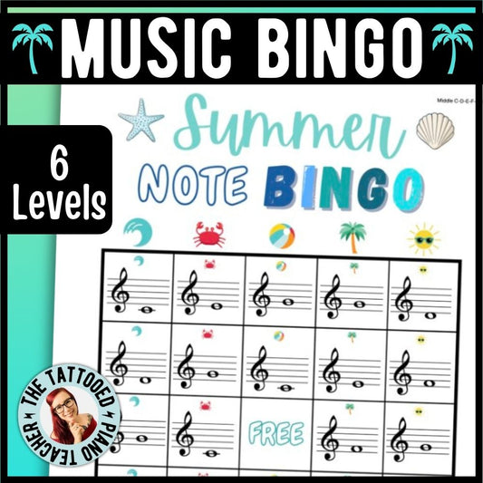 Summer Music Note Bingo