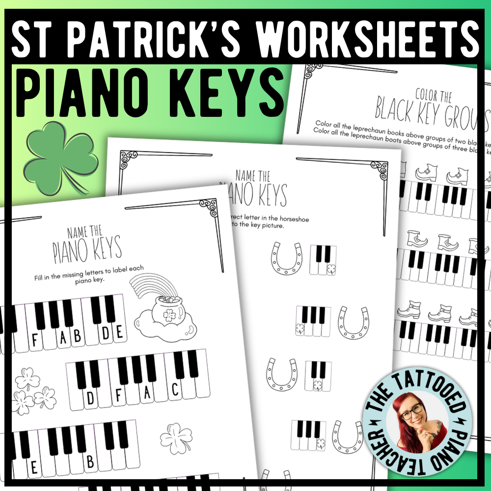 St. Patrick's Day PIANO KEYS Music Worksheets