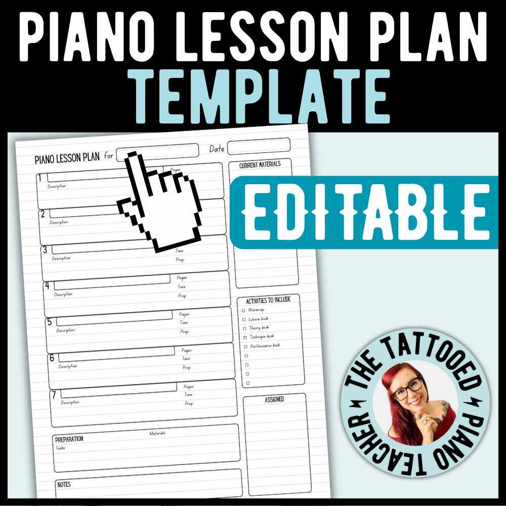 Editable Piano Lesson Template