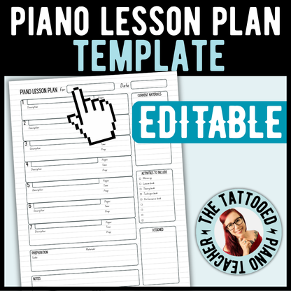 Editable Piano Lesson Template